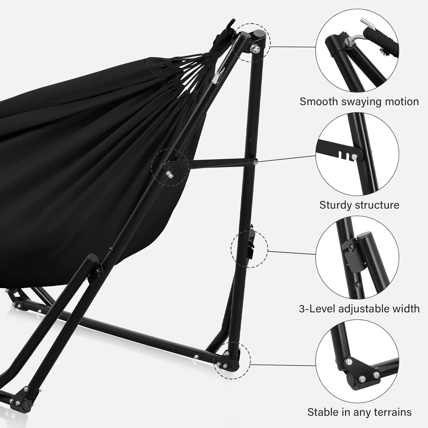 2 in 1 Hammock with Stand, Outdoor Hammock Swing Chair with Portable Heavy Duty Stand, Multi-Functional Hammock Stand