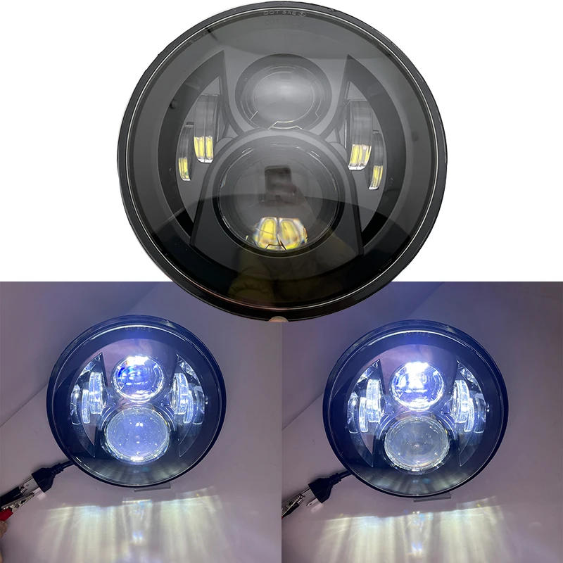 

Car 7" Headlight for Land Rover Defender 90 110 Round LED Headlights DRL With Yellow Signal Light for Lada Niva 4X4 Jeep JK LJ