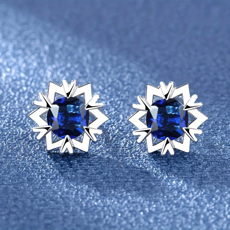 Female Cute Snowflake Stud Earring Rainbow Crystal Multicolor Zircon Earrings For Women Vintage Silver Color Jewelry Xmas Gifts