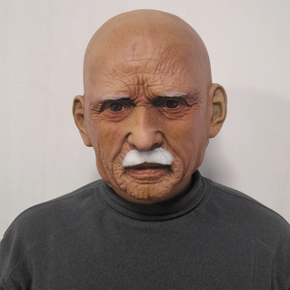 Elderly Old Man Mask Wrinkle Face Full Head Mask Grandpa Latex Devil Novelty Supplies Halloween Party Cosplay Props