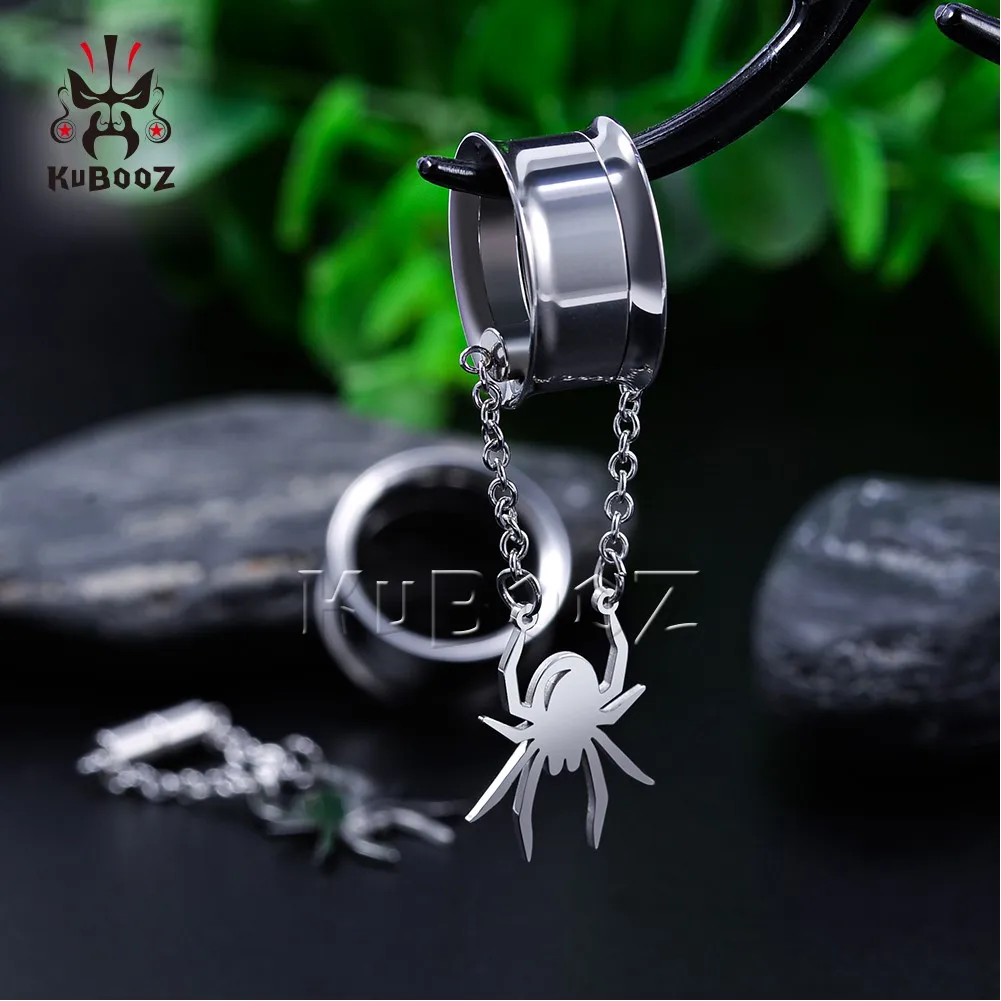 KUBOOZ 인기있는 스테인레스 스틸 자석 체인 스파이더 이어 게이지, 피어싱 터널 바디 쥬얼리 귀걸이 확장기, 2 개