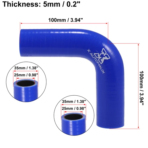 X Autohaux 실리콘 호스 커플러 인터쿨러 튜브 파이프, 길이 100mm, 13-16mm, 16-19mm, 16-22mm, 51mm-76mm, 90 도 엘보 3