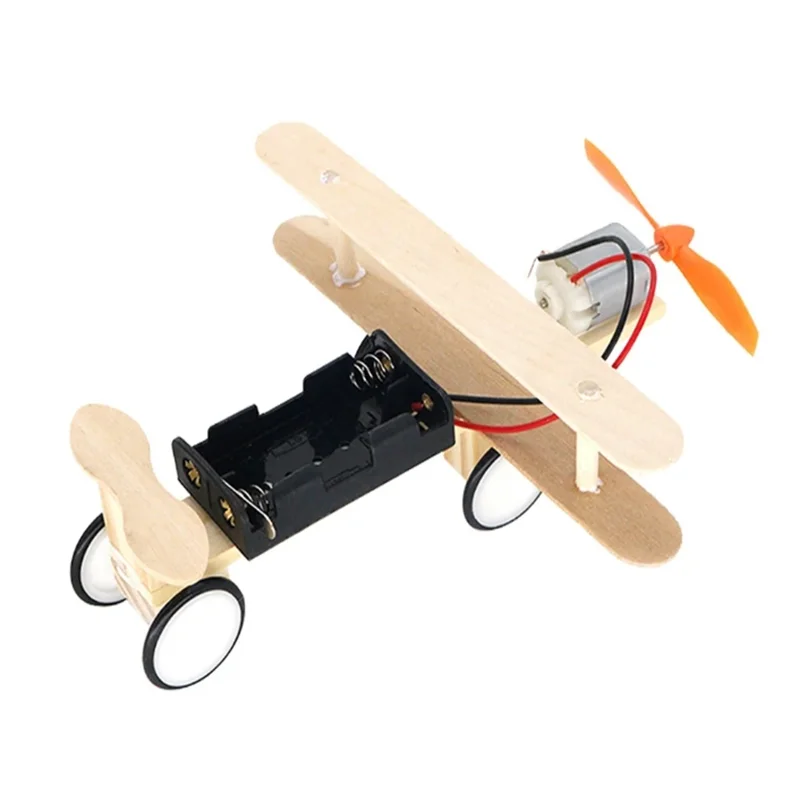 DIY 전기 택시 항공기 모델 장난감, 나무 비행기, 듀얼 모터 복엽 비행기, 어린이 교육 과학 선물, 어린이 조립