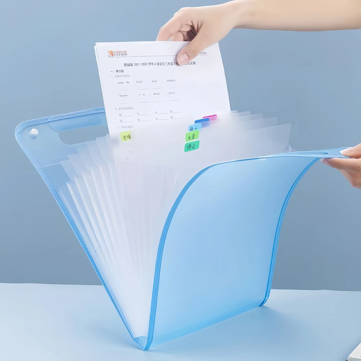 13 Pocket File Folders Portable A4 Letter Size Macaron Color Accordian Document Organizer for Classroom Office Home Storage