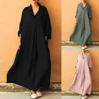Bohemian Long Sleeve Maxi Dress Loose Fit Plus Size Shirt Dress Ankle Length Women's Clothing By Ebya Available On Amazon