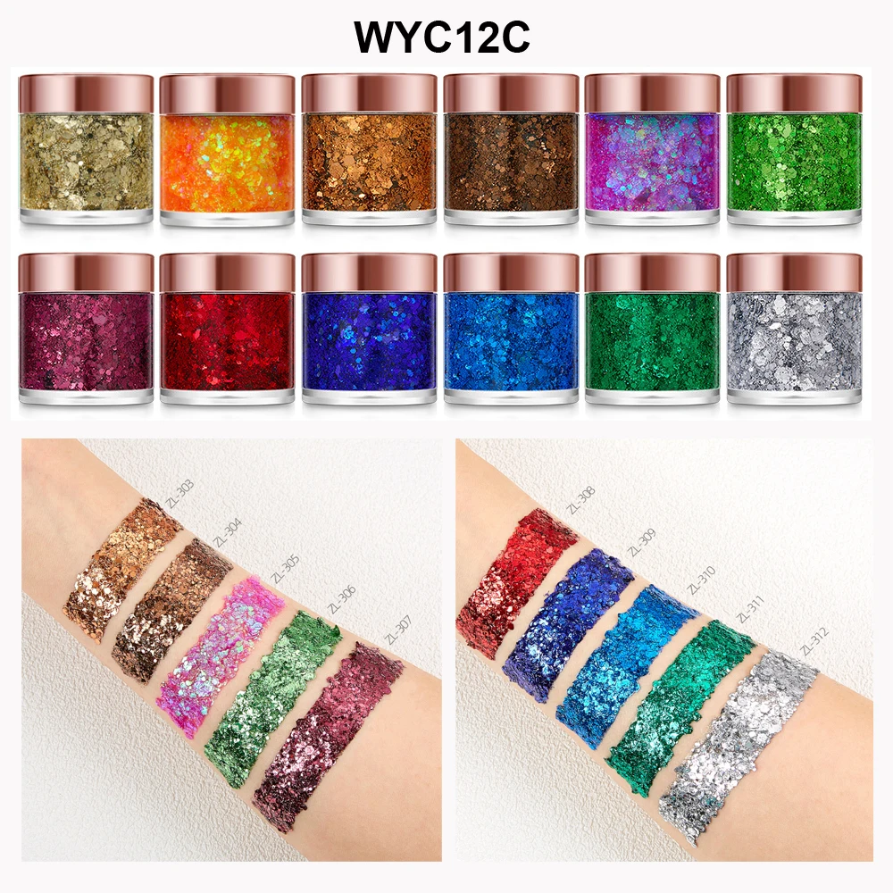 12 Color Cosmetic Glossy Shiny Sequins Chunky glitter eyshadow gel Cream Chameleon Eye shadow 4