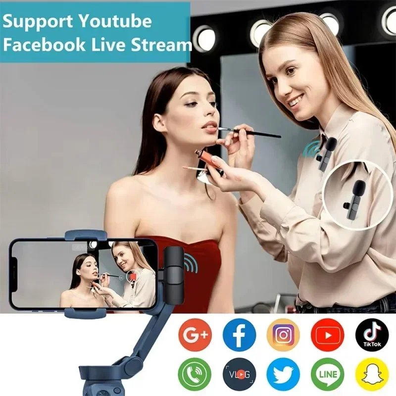 Lenovo Wireless Lavalier Microphone Portable Audio Video Recording Mini Mic For iPhone Android Live Broadcast Gaming Phone