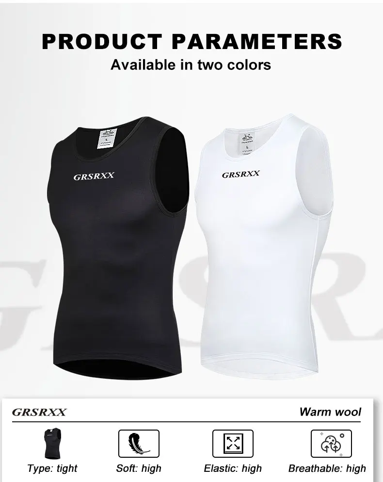 Description Picture 3 of itemGRSRXX Winter Cycling Underwear Base Layer Thermal Fleece Vest Bike Sleeveless Undershirt Sport Man First Layer Jersey White