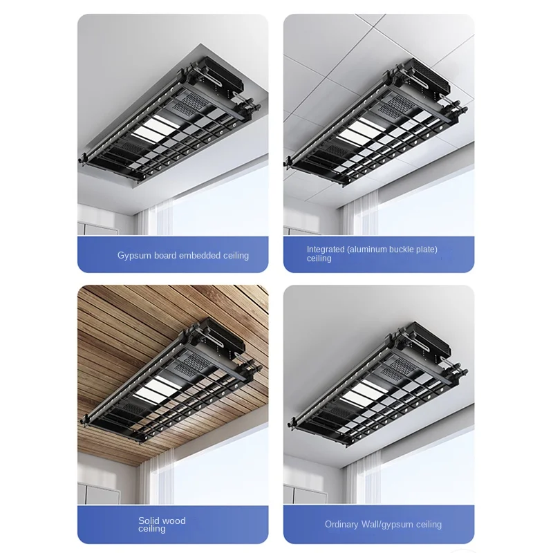 Led Lighting Electric Rack Intelligent Remote Control Lifting Household Clothes Dryer Balcony Four Pole Telescopic Clothes Dryer