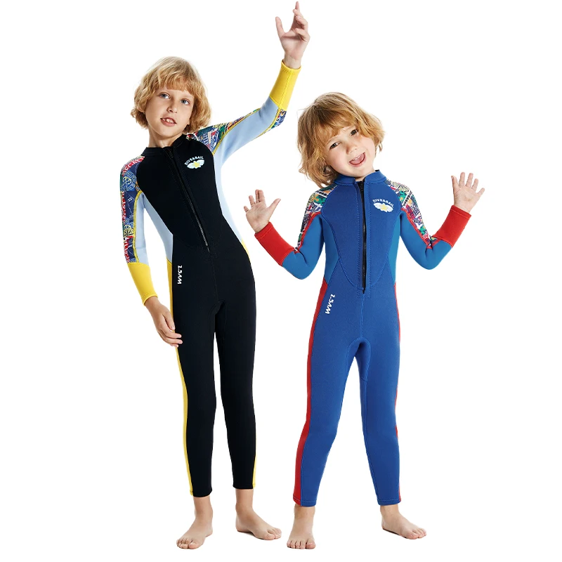 

Boys 2.5mm Thermal Diving Suits Kids Wetsuit Long Sleeve Neoprene Swimsuits for Children