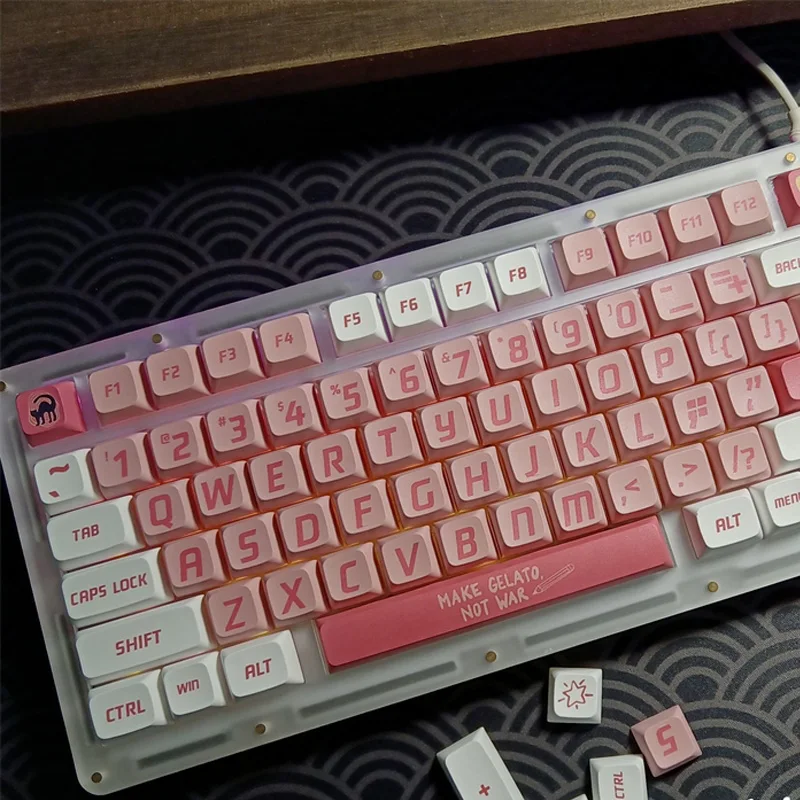 Chaves Rosa Amor Pbt Keycaps Bonito Gato Xda Perfil Keycaps para Teclado Mecânico Personalização Sublimação Keycap 123 - Imagem 2