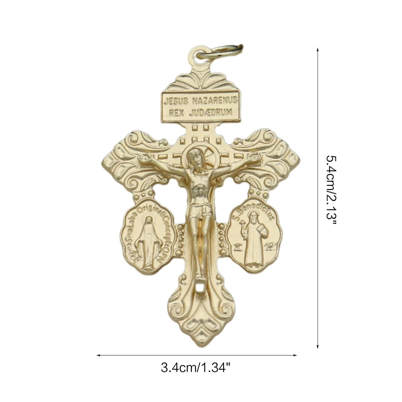 Figura de crucifijo de Jesús de Metal, accesorio de Cruz de collar de oración, manualidades para joyería religiosa hecha a mano, regalo colgante