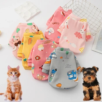 2PCS Autumn Winter Dog Clothes Small Dogs Bunny Printed Soft Pet Dog Sweater Clothing Dog Winter Chihuahua Warm Pet Clothes 2