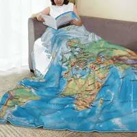 3D World Map Blankets Blue Ocean Countries Travel Office Flannel Throw Blanket Warm Soft Couch Chair Sofa Bed Bedspread Gift 1