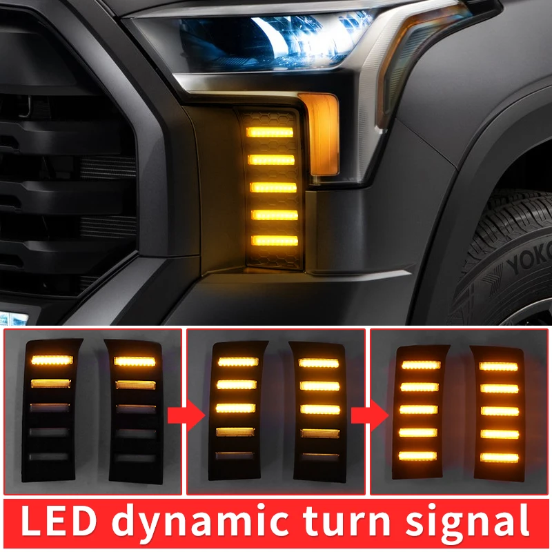 For 2014-2024 Toyota Tundra Daytime Driving Lamp Led Dynamic Turn Signal Fog Light Modification Accessories 2020 2021 2022 2023