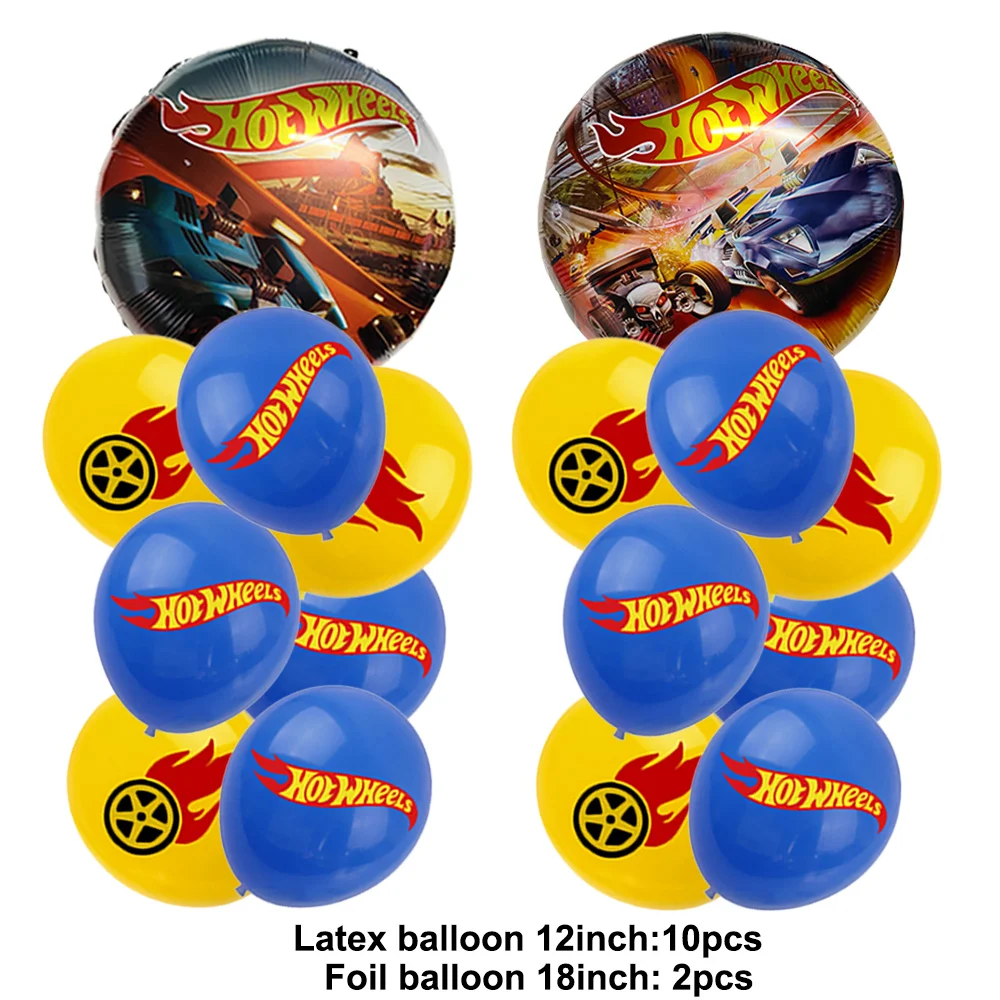 12 sztuk samochód wyścigowy dekoracje na imprezę tematyczną Hot Wheels balony w kratkę balon foliowy koła balon dzieci urodziny dzieci dostaw