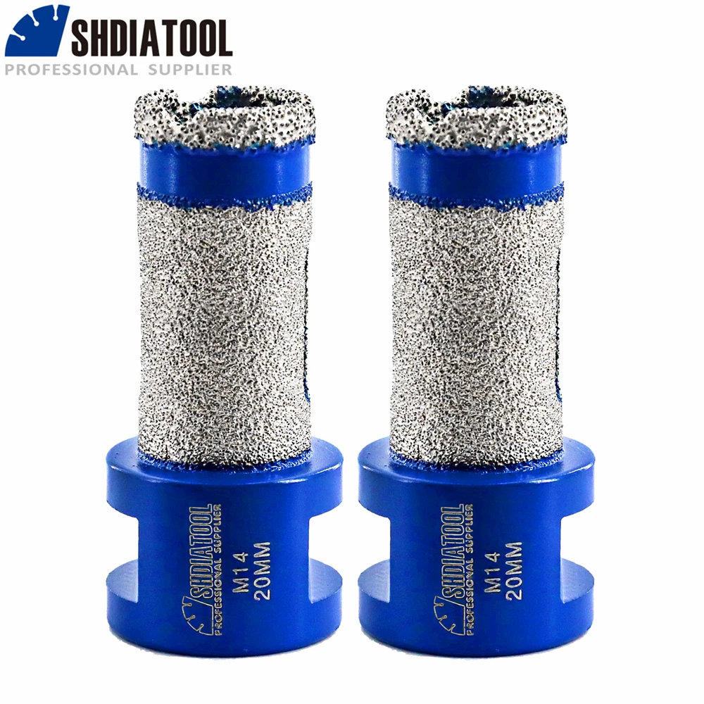 SHDIATOOL 2pcs/pk Diamond Polish Finger Milling Bits 20mm M14 Thread Ceramic Tile Granite Shaping Drilling Enlarge Bevel Holes