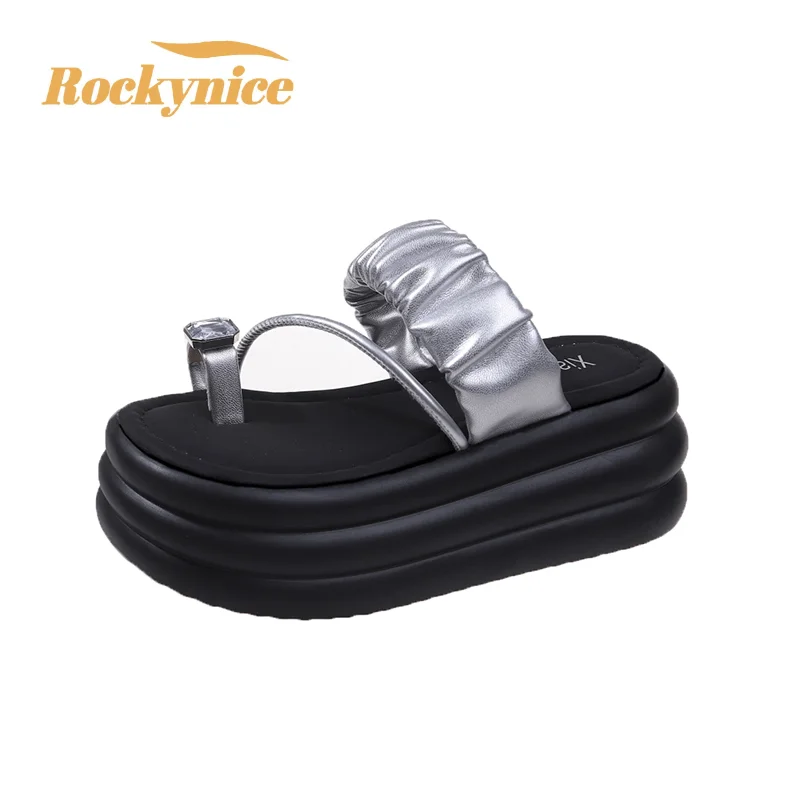 

Women Leisure Chunky Platform Sandals Clip Toe High Heels New Gladiator Slippers Woman Fashion Trendy Summer Beach Flip Flop 7CM