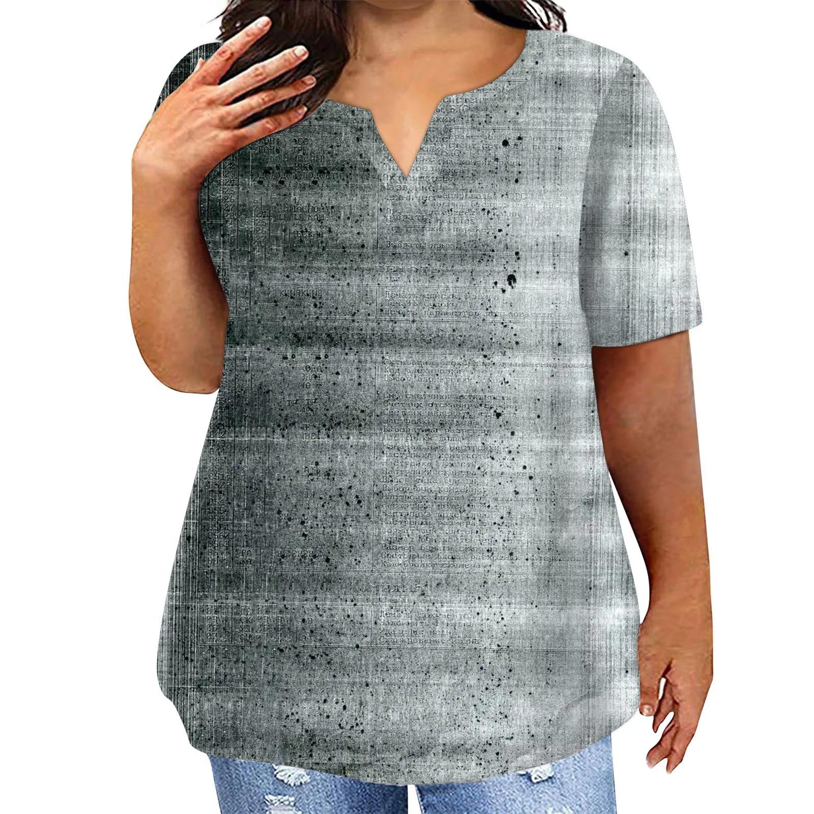 

Women T Shirt Vintage Gradient Print Tops Tee Female T-shirt Summer Short Sleeve Tee Ladies Casual V Neck Tops Tee