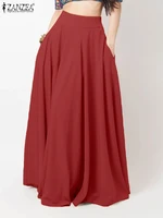 2024 ZANZEA Women Spring Sundress Fashion Maxi Skirts Elegant Long Party Vestidos Female High Waist Solid Robe Beach Faldas Saia - Image 5