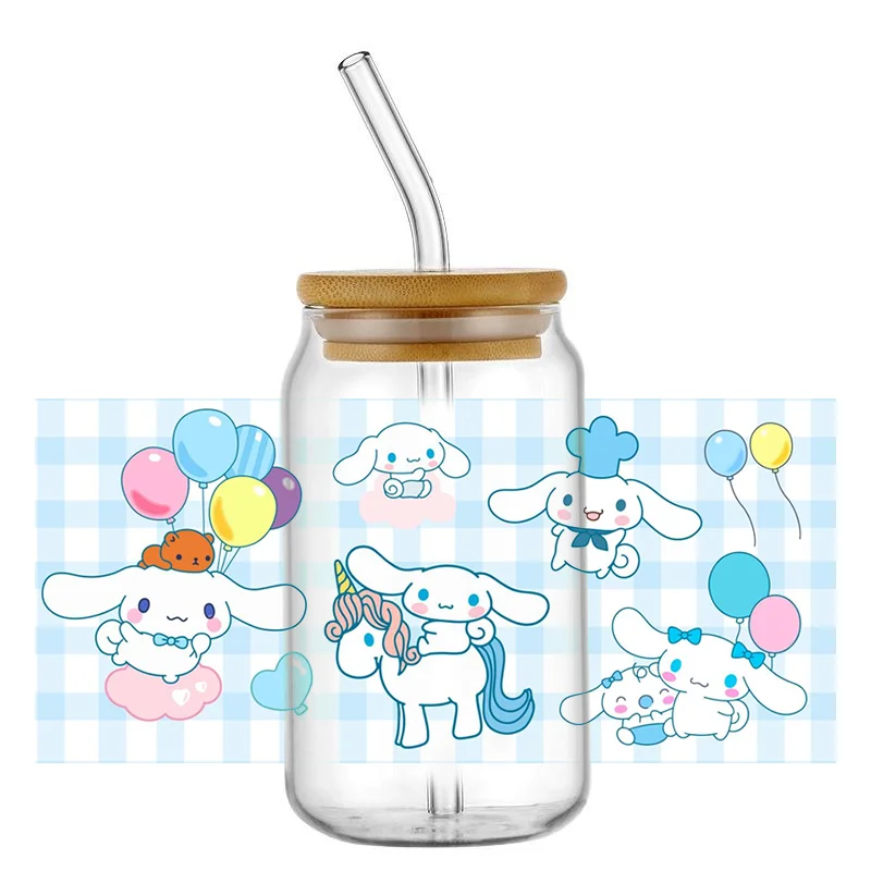 3D Stickers UV DTF Wrap Transfer Miniso 28pcs Cinnamoroll Pattern for 16oz Glass Cup Wrap