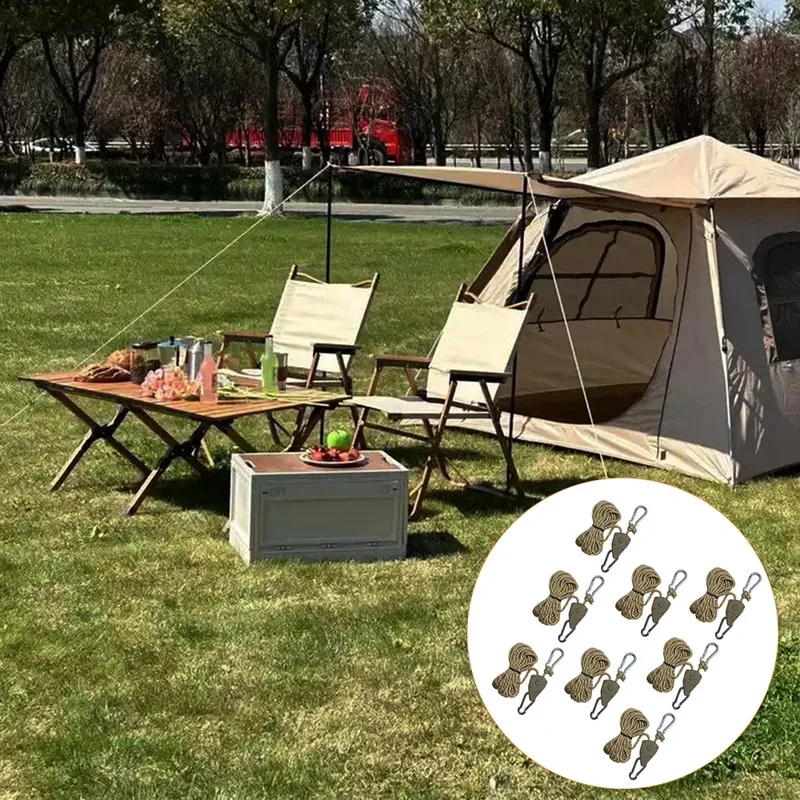 4/8 Pieces Reflective Camping Tent Rope Tie Down Fastener Fixed Buckle Pulley Tensioner Ratchet Hanger
