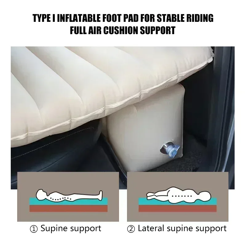 Car Bed Inflatable Seat Mattress Support Legs and Mattress Separate for Travel Outdoor Rest Comfortable&Supportive Sleeping Bed