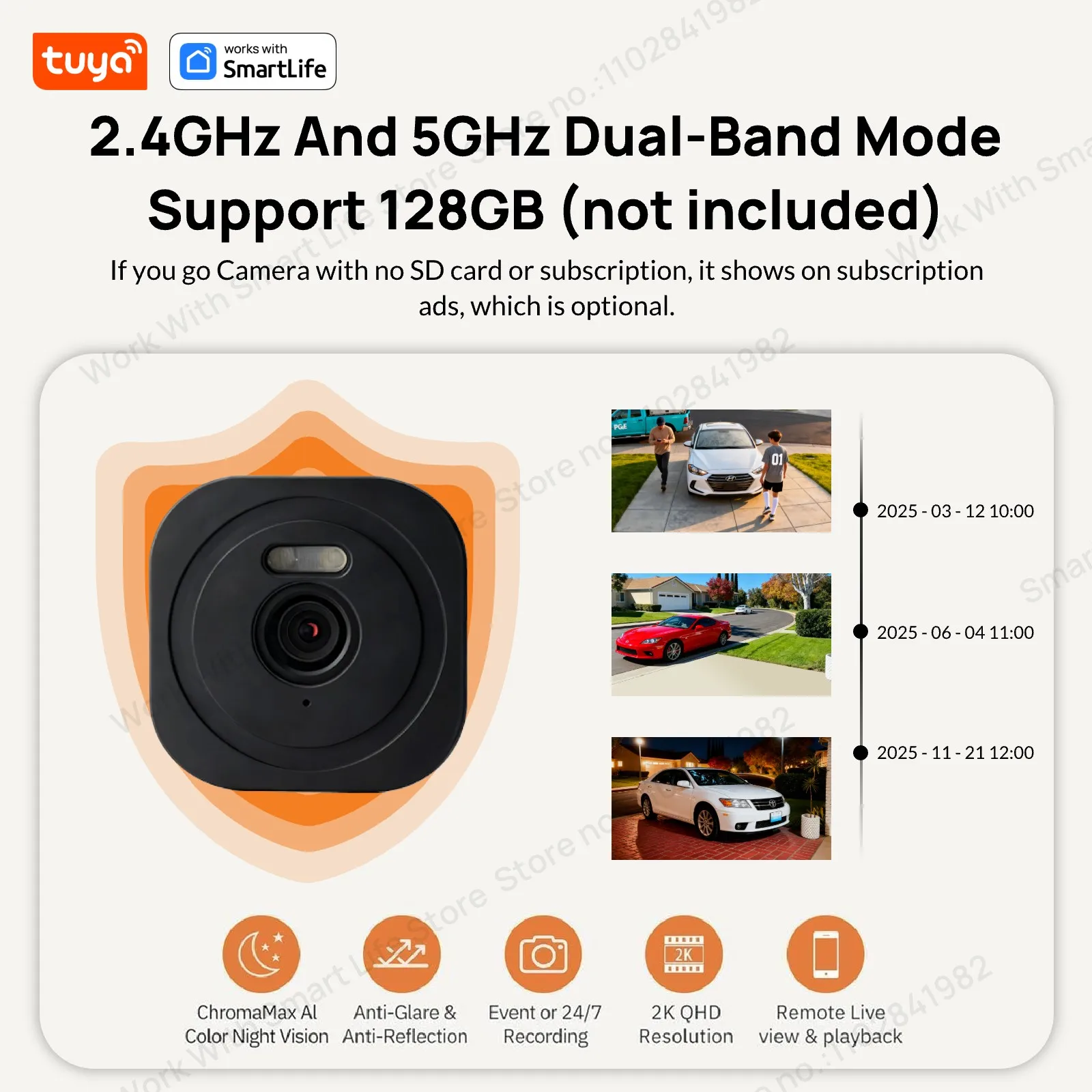 Tuya Smart Window Camera-Replaces Outdoor Camera,2.4/5GHz WiFi | 3MP HD | Full-Color Night Vision Thru Window For Home Security 5