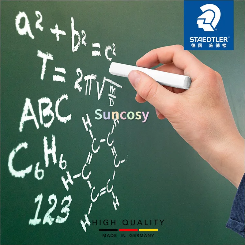 STAEDTLER 화이트 칠판 분필 2350, 12 개 세트, 미세하고 매끄럽고 안전하게 먼지 없는 큰 코어, 직경 12mm, 독일산