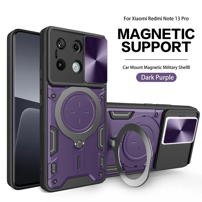 Coque de protection magnétique pour appareil photo Armor Slide pour Xiaomi Redmi Note 13 12 11 10 Pro Plus Redmi Note 13 12 12S 11S 10S 5G_voghion.com