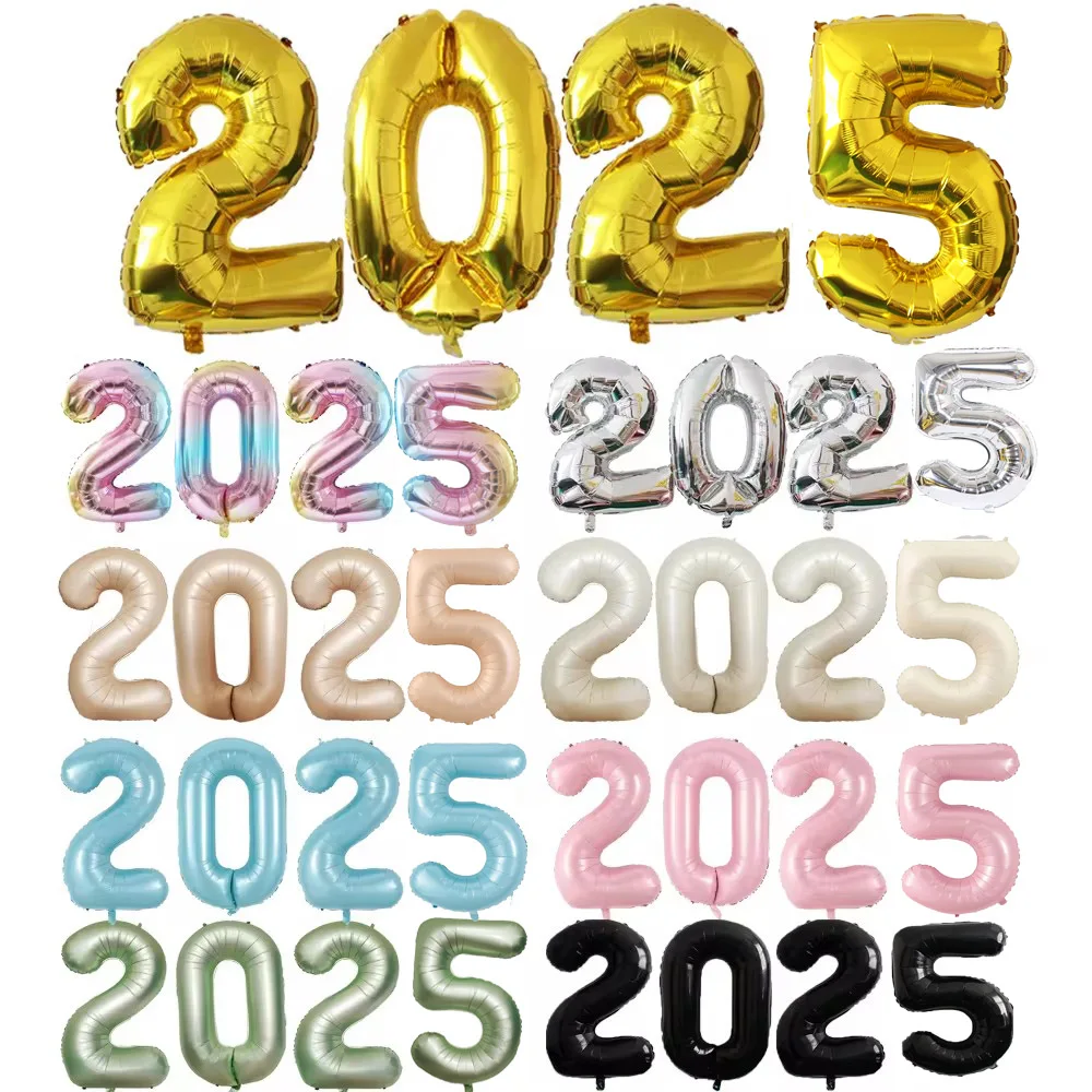 16/32/40inch Gold Black 2025 Numbers Foil Balloons For New Year Festival Party Christmas Anniversary Wedding Party Decorations