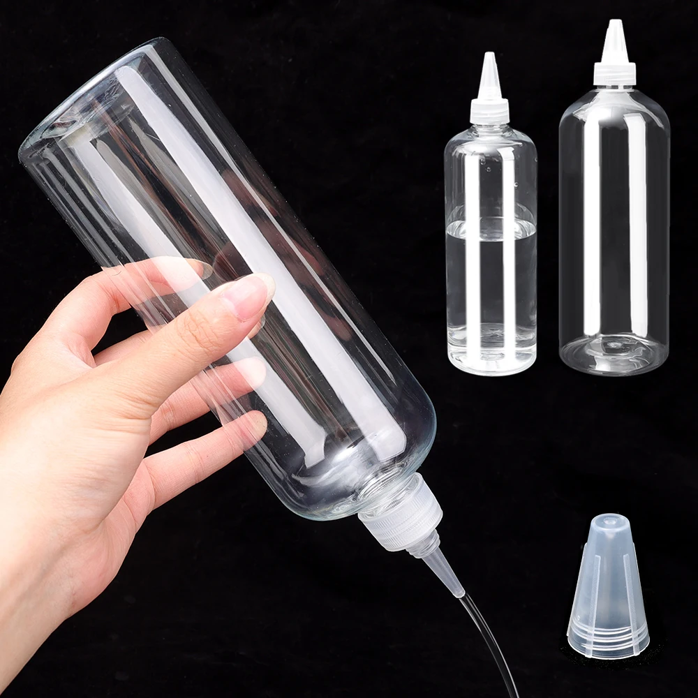 Squeeze Bottles Transparent Sharp Mouth Small Empty Container for Glue Oil Lotion Traveling Dispensing 500/1000ml