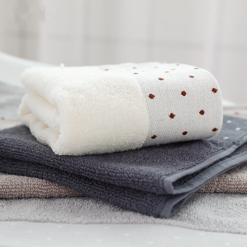 1 Pc 34x34cm 100% Cotton Absorbent Dot Striped Solid Color Soft Comfortable Men Women Bathroom Travel Square Face Towel 2