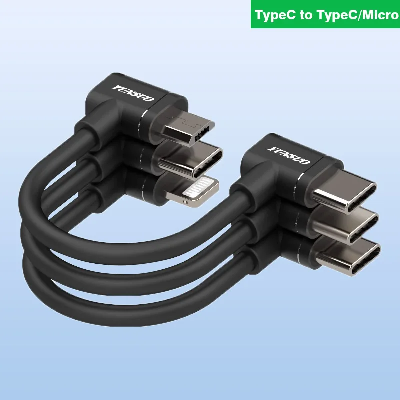 Micro Usb Tipo-c Cabo de Carregamento Curto Handheld Cardan Estabilizador Smartphone Celular Ação Câmera Holder 90 Graus Cotovelo - Image 2