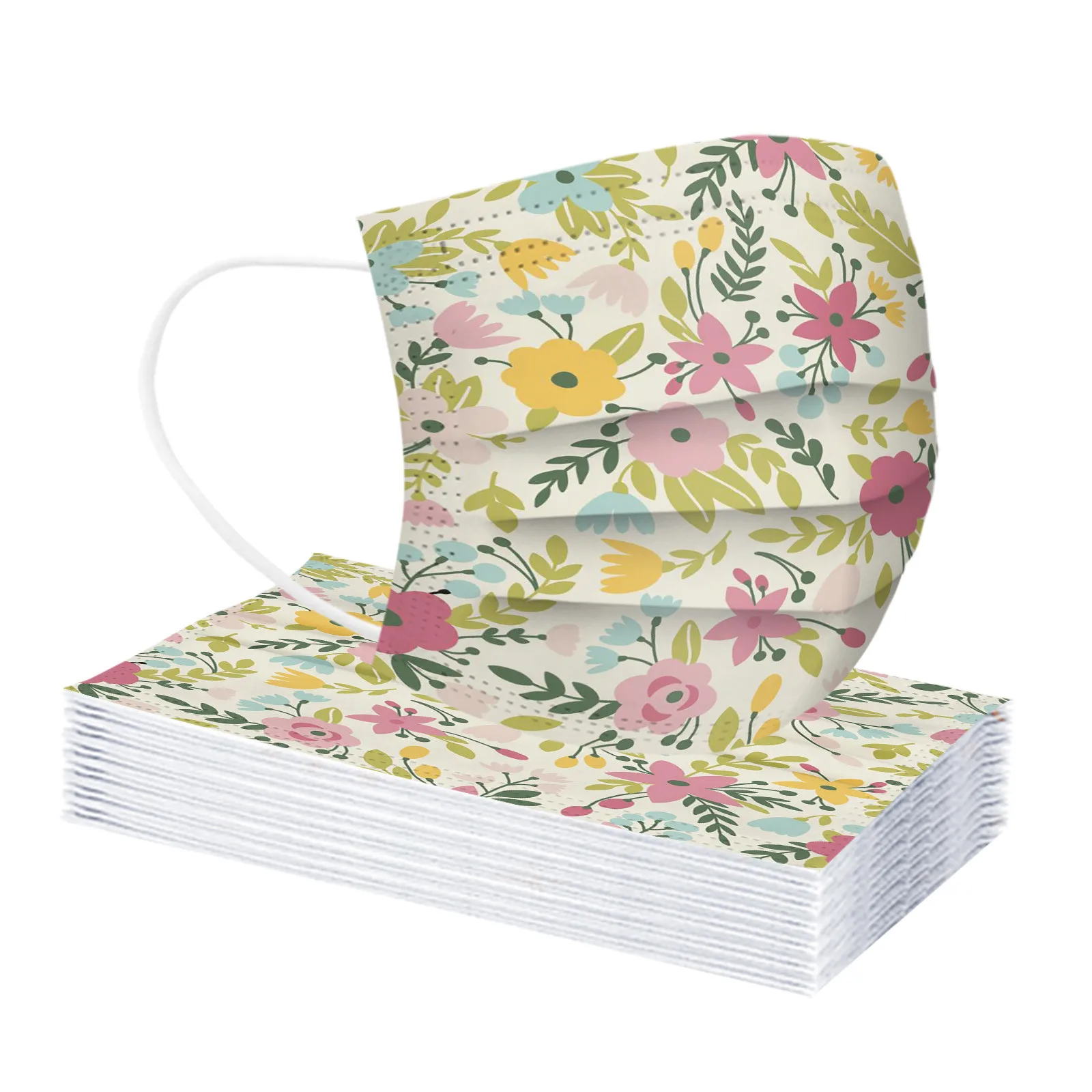 【قناع للكبار】أغطية وجه عصرية مكونة من 50 قطعة - حم...