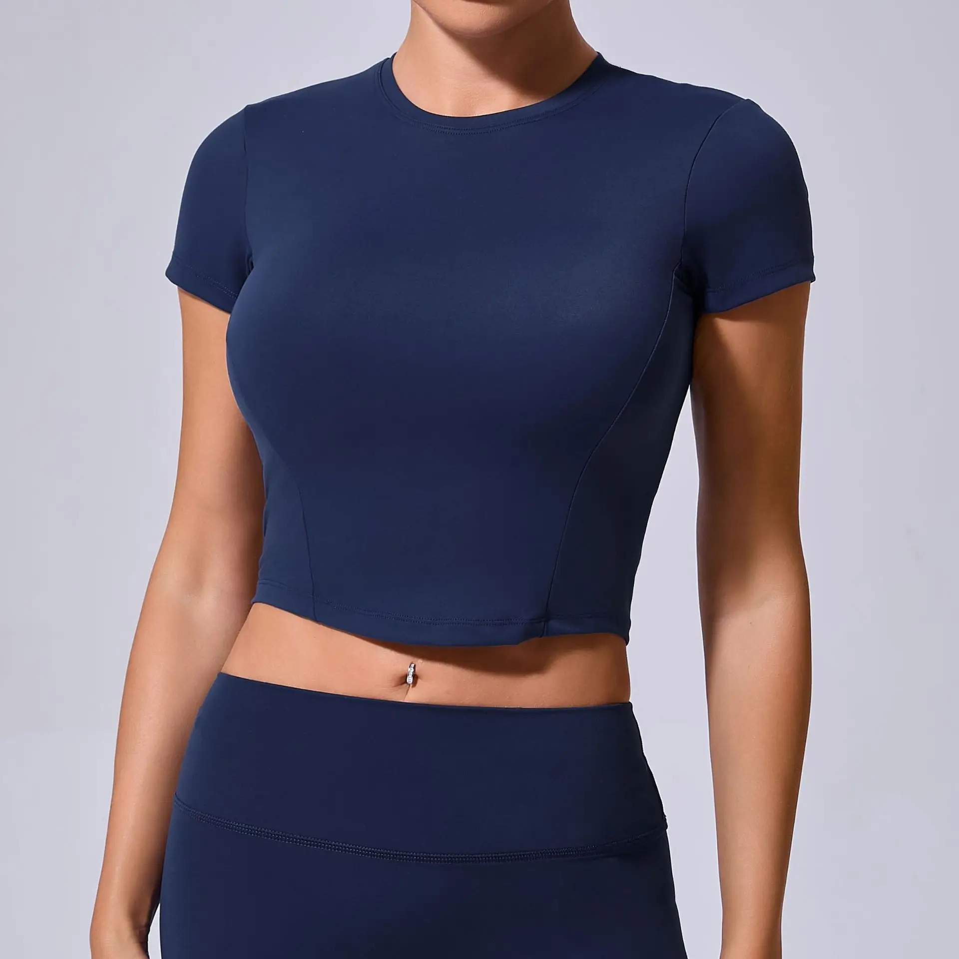 Women's Gym Yoga Sport Short Sleeve Sport Top Clothes Workout T-Shirt Clothes Underwear for Women Soild Sportswear Gym Clothing