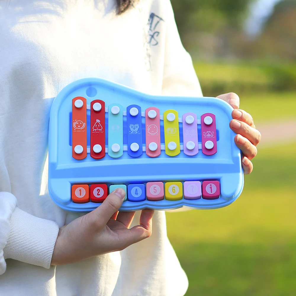 Orff Musical Instruments 8 Tone Hand Knock Xylophone Hand Knock Duet Piano Percussion Instrument Baby Educational Toys Kid Gifts