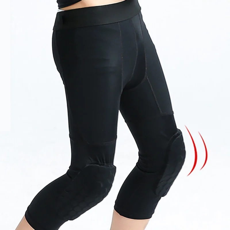 Leggings da basket per bambini con ginocchiere collant sportivi imbottiti per allenamento allenamento pantaloni a compressione Capris da corsa - immagine 2