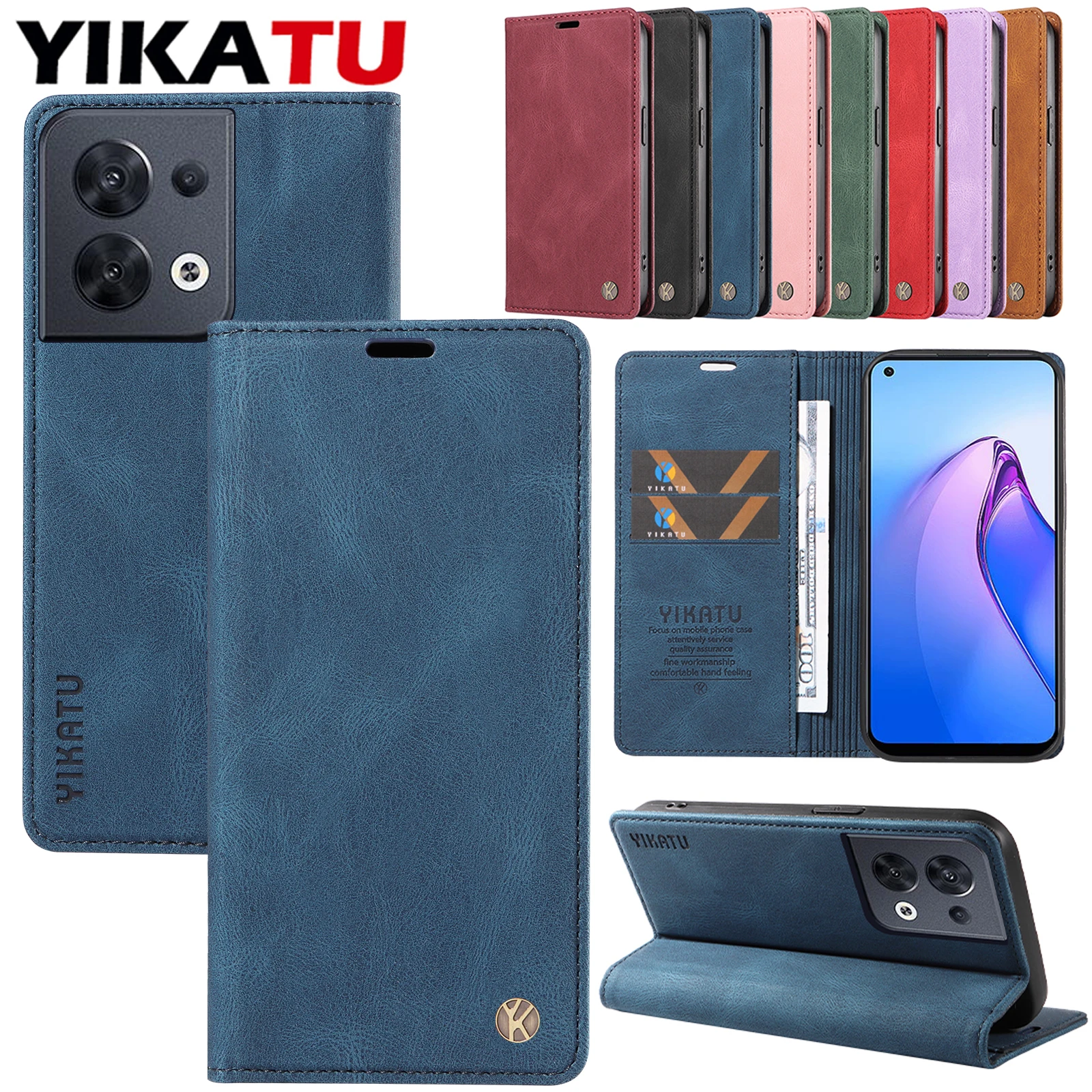 Stylish Leather Wallet Phone Case with Card Slots and Stand Feature