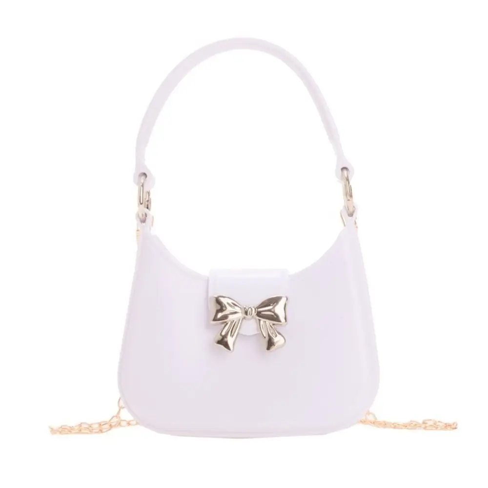 Vielseitige Mini-Hand-Zipfeltasche mit Schleife, Dekoration, Bonbonfarben, Umhängetasche, neue modische Handtasche mit Kette, Damen- und Mädchen-Mondtasche – Detail 15