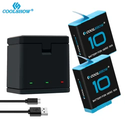 Coolshow For Gopro Hero 10 Black Accesorios Bateria for GoPro Hero 11 12 10 9 Battery Charger 1800mah Camera Batteries