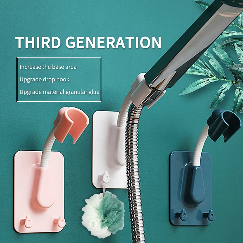 

Universal Shower Mounting Brackets Self-Adhesive Wall Mounted Showerhead Bracket 360° Adjustable Shower Head Holder Wall Rack