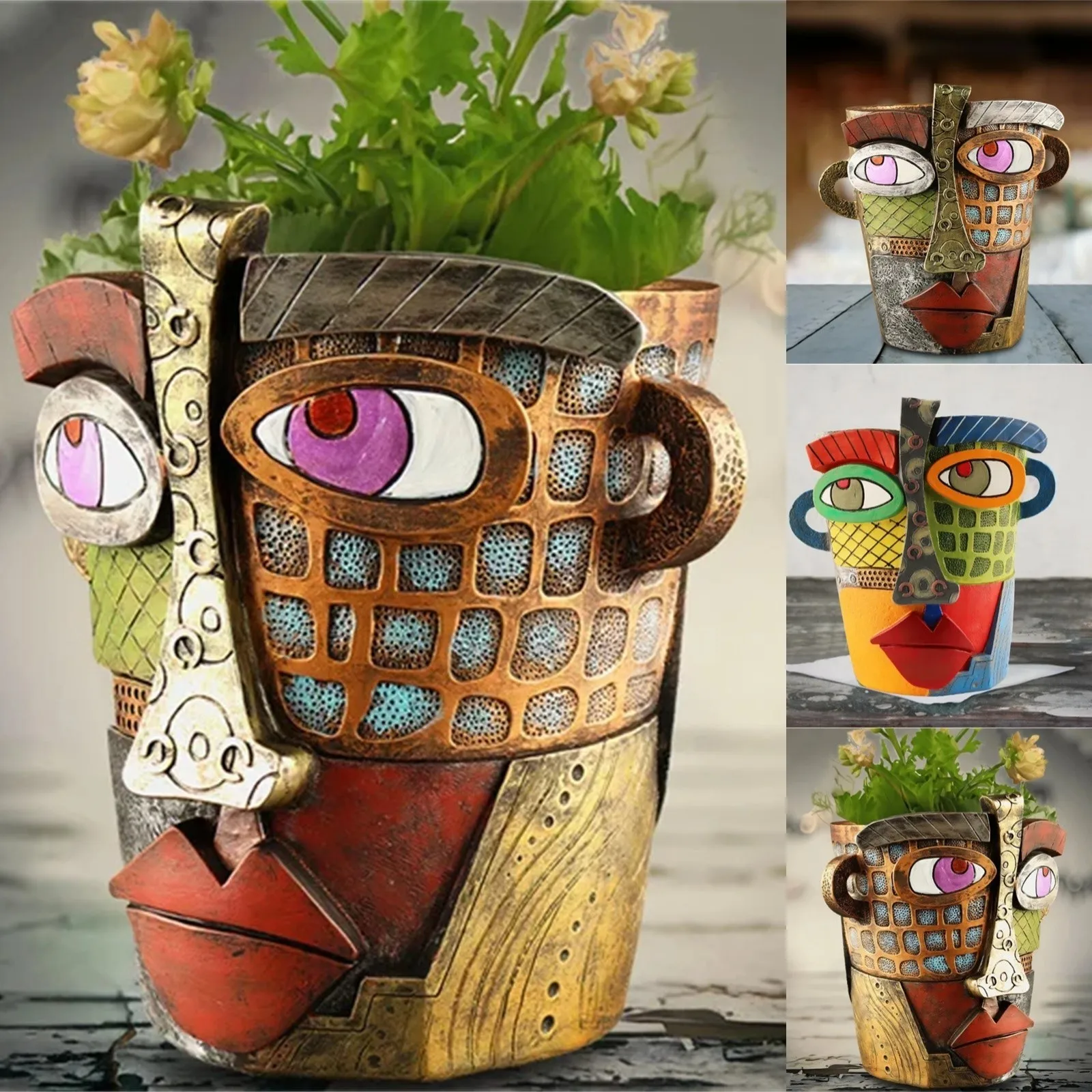 New-Outdoor-Garden-Crafts-Funny-Flower-Pot-Ornament-Green-Plant-Balcony ...