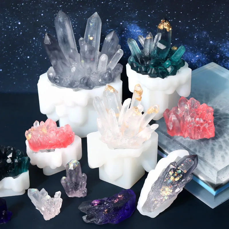 Crystal Cluster Mold Silicone Epoxy Resin Mold DIY Rockery Candle Glue  Dropping Mould Clay Fondant Moule Silicone Resine Epoxy