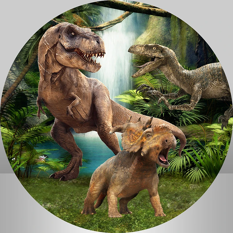 Um Desenho Animado De Um Dinossauro Com Palmeiras Ao Fundo | Vetor