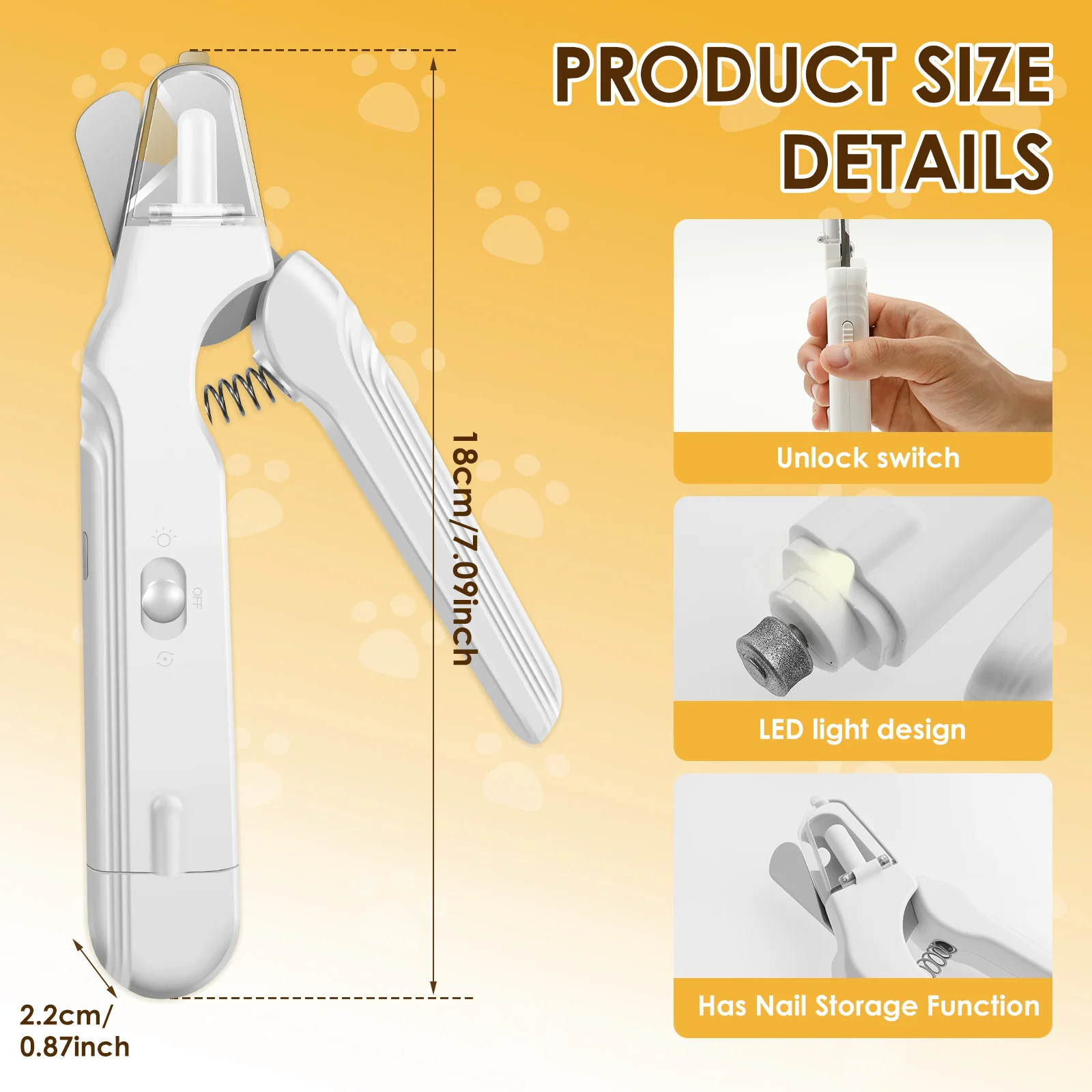Electric Pet Nail Grinder and Clipper with LED Light