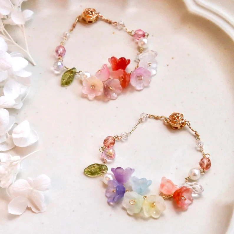 Lily Flower Bracelets, Flower Bracelets, Lily of Valley, Pearl Flower
