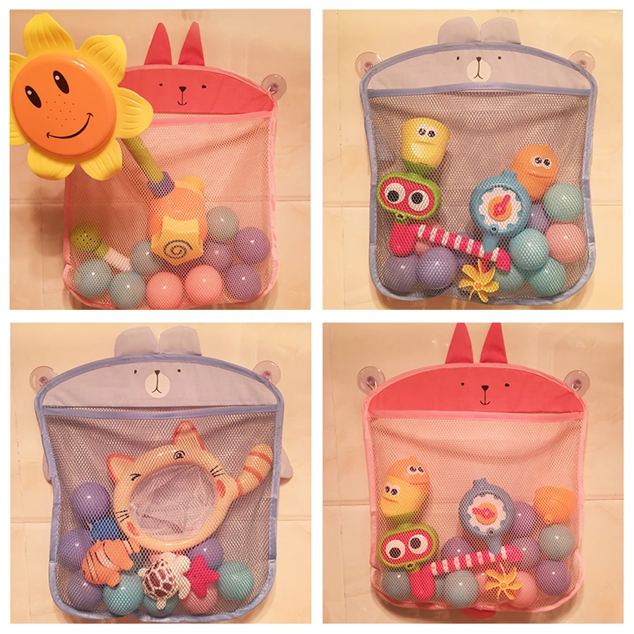 Baby Bathroom Mesh Bag Sucker Design For Bath Toys Kids Basket Cartoon Animal Shapes Cloth Sand Toys Toddler Storage Net Bag 6