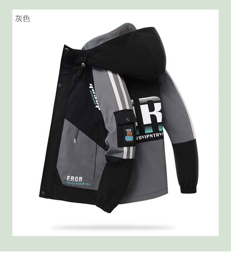 Modische Herren-Windjacke 2025 Frühling Herbst Lässige Kapuzenjacken Jugend High-Street-Mode Locker Sitzender Mantel Outdoor-Oberteil Parka Kleidung – Detail 12