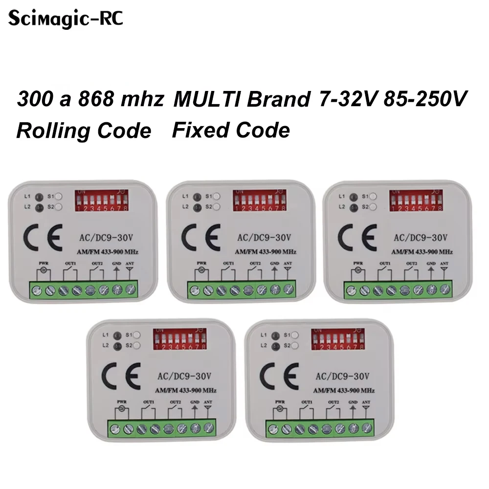 1-5pcs SMG-662 Receiver 300-900MHz Universal For Garage Door Gate Remote Control 2CH Momentary 12V 24V 220V Switch